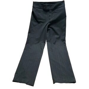 Chico's Design Size 1 Black Straight Leg Pin Stripe Trousers Stretch